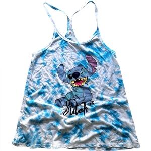 NWOT Disney Lilo & Stitch Blue Tie Dye Crossback Tank Top | Women's Size M